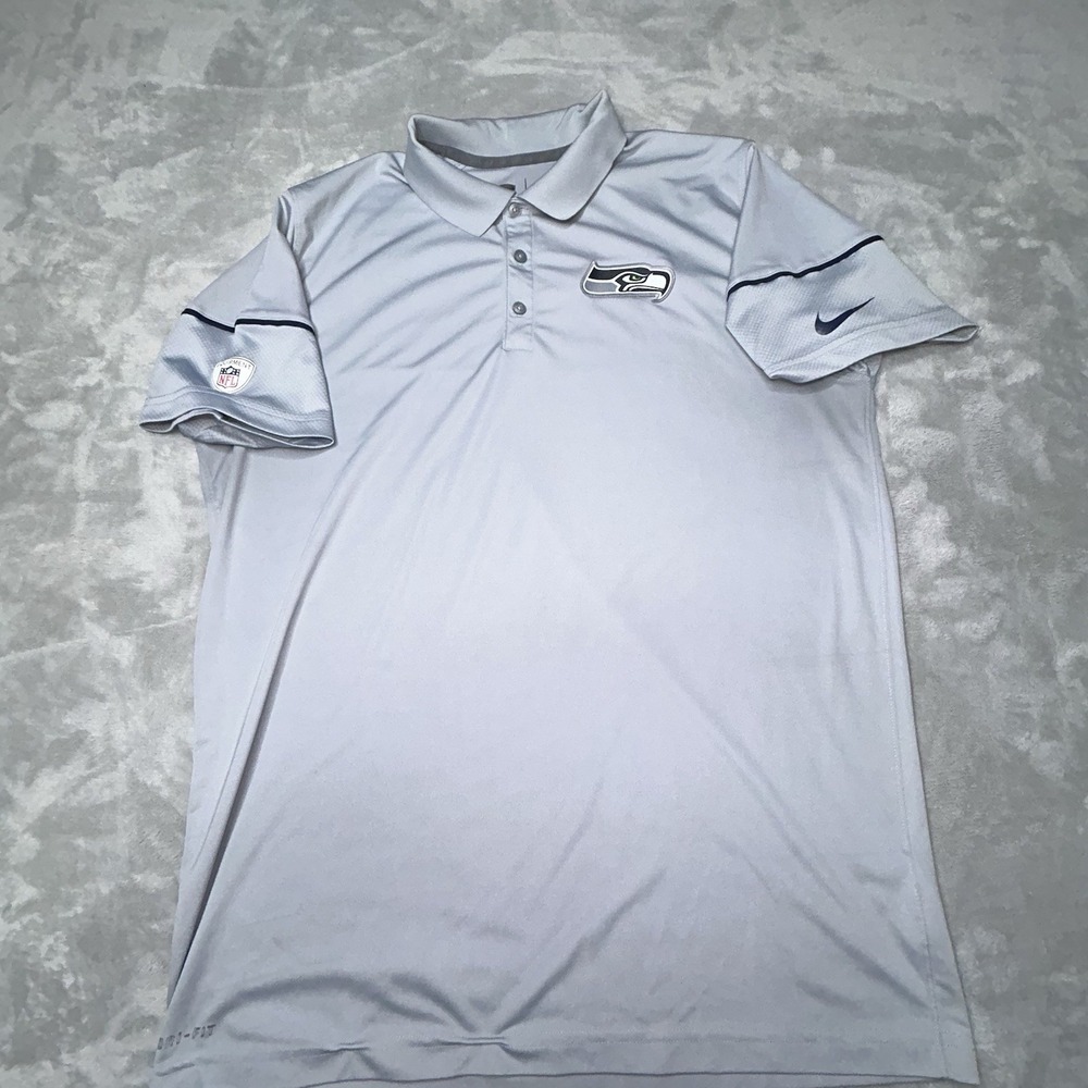 Seattle Seahawks Polo Mens Size Large Gray Nike Dri-Fit NFL Training Equipment